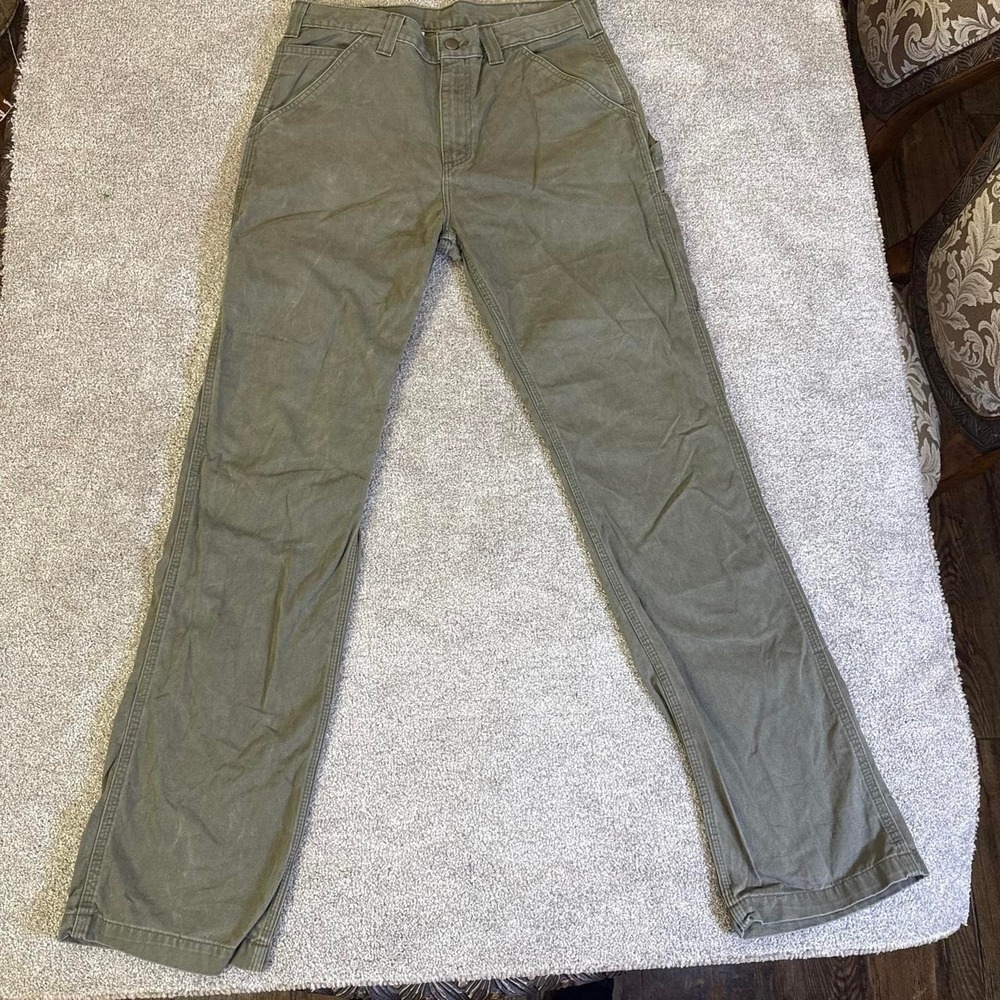 Carhartt Carpenter Pants Olive Green Straight Leg 32x34